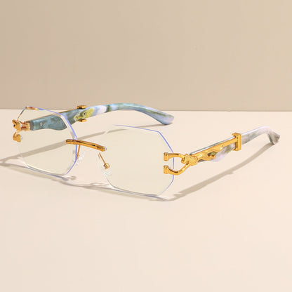 Trendy Square Frame Sunglasses With Leopard Print Edge