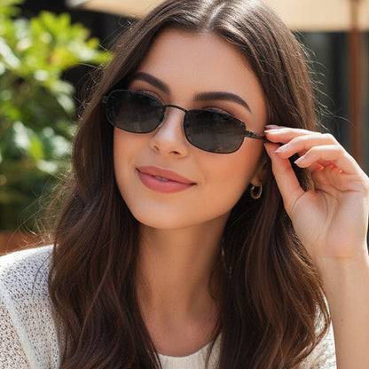 Retro Square Metal Sunglasses UV400 Protection Fashionable Eyewear