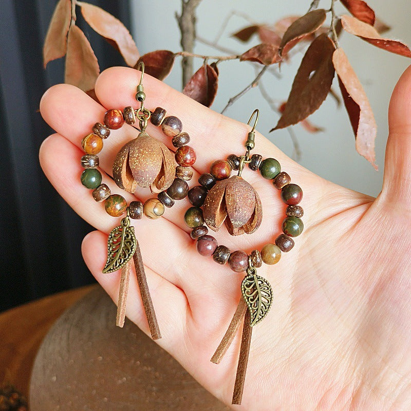 Bohemian Tassel Earrings Handmade with Dried Fruits