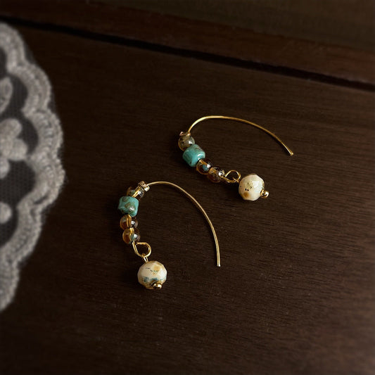 Vintage Handmade Glass Bead Dangle Earrings