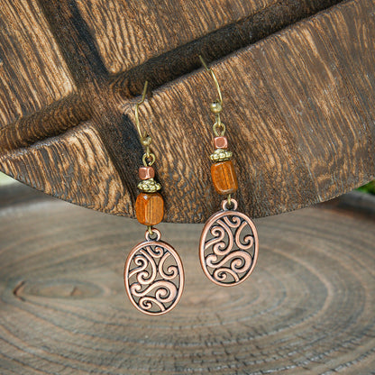 Geometric Alloy Earrings Stylish Bohemian Wood Dangle Earrings