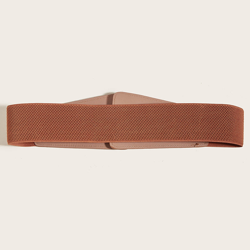 Elegant Stretchy Metal Leather Wide Belt