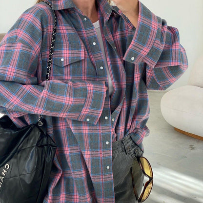 Casual Checkered Long Sleeve Button-Up Shirt