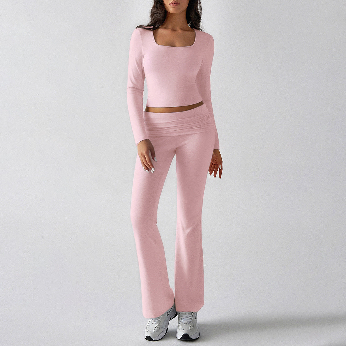 Casual Knit Long Sleeve Top and Pants Set