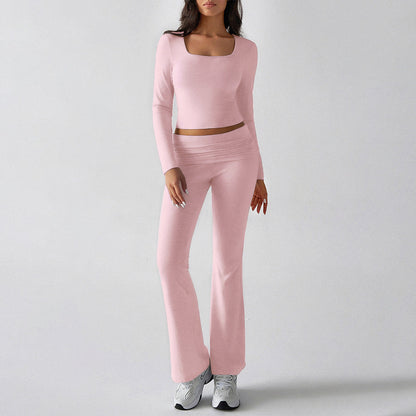 Casual Knit Long Sleeve Top and Pants Set