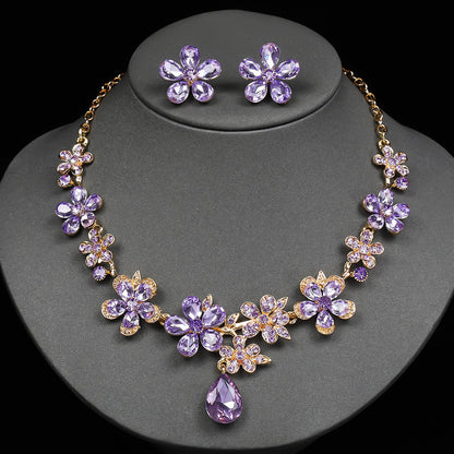 Floral Drop Necklace and Earring Set Vintage Jewelry