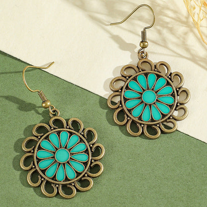 Bohemian Green Forest Earrings Set Artistic Vintage Style Geometric Accessories