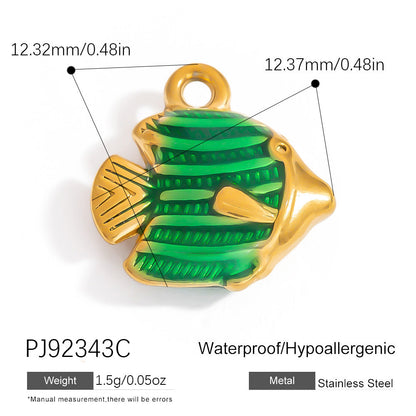 Stylish Ocean-Themed Stainless Steel DIY Pendant Heart Fish Charm