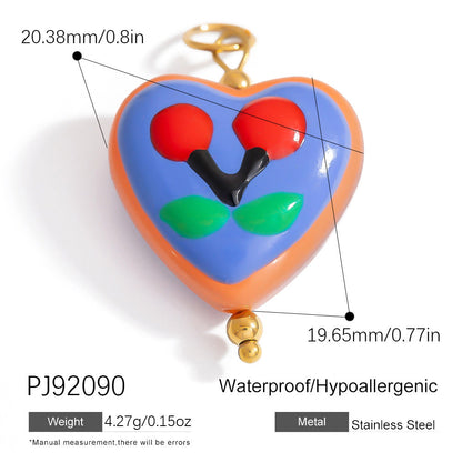 Hand-Painted DIY Jewelry Accessories Summer Dopamine Glass Heart Pendant