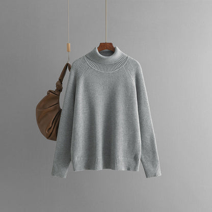 Solid Color Turtleneck Thicken Knit Sweater