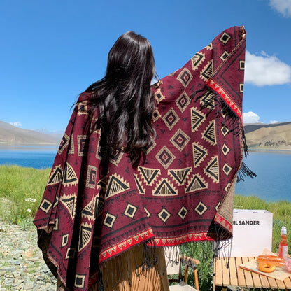 Ethnic Tibetan Shawl Cloak Warm Scarf