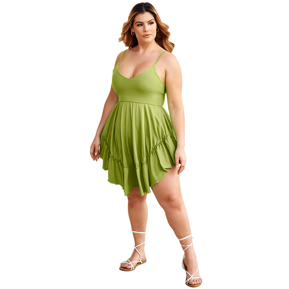 Casual V-Neck Knit Dress With Waist Tie