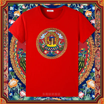 Ten Free Charms Wheel Short Sleeved Men'S/Women'S New Sportswear, Half Sleeved High-End Pure Cotton Couple T-Shirt