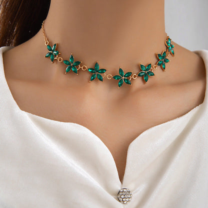 Emerald Green Butterfly Necklace With Layered Design And Heart Charm