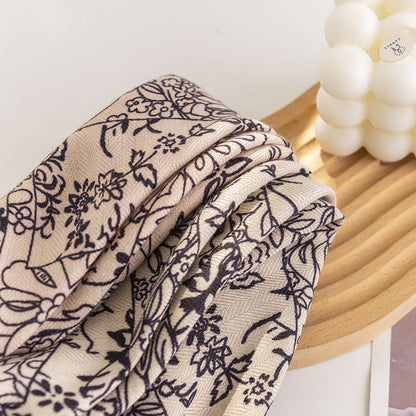 Scarvii - Floral Outline Pattern Square Scarf