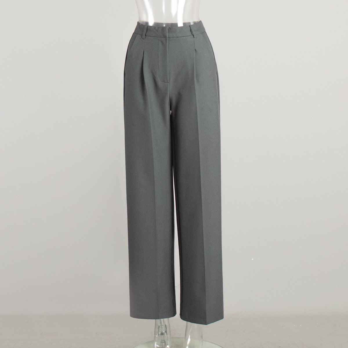 Women's Relaxed High-Waist Suit Trousers Casual Straight Pants