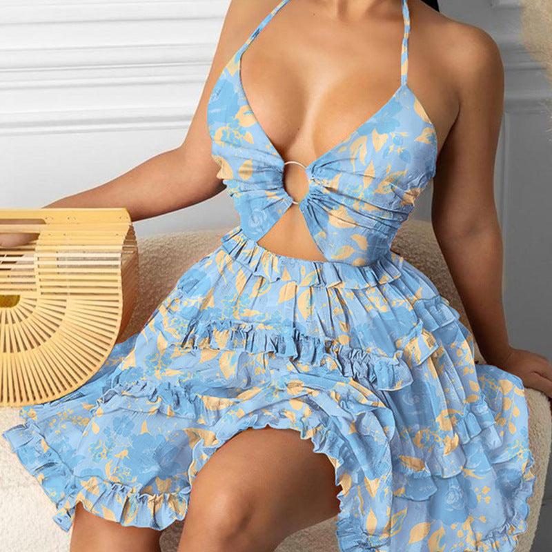 Sexy Hollow Neck V-Neck Cake Dress