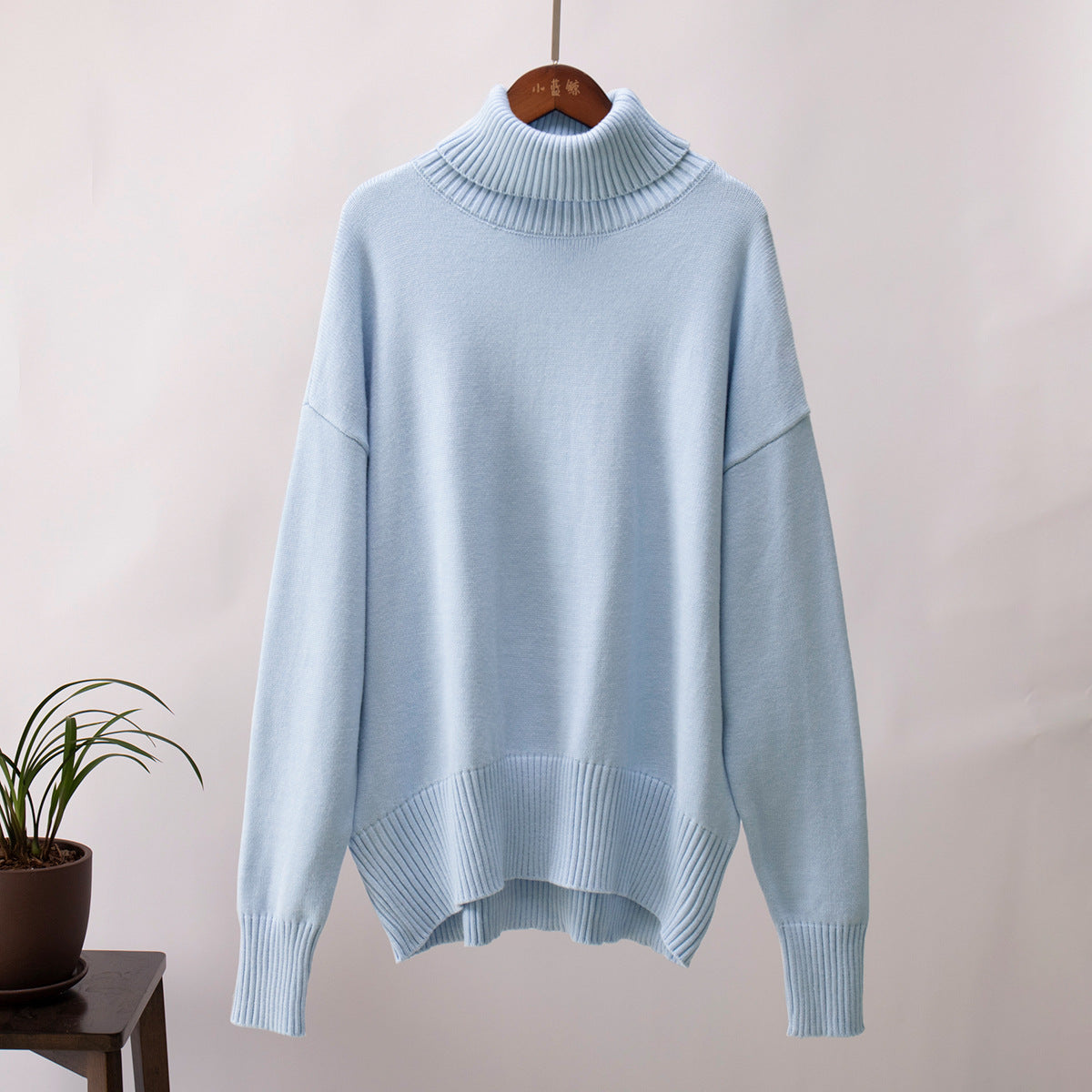 High Neck Solid Sweater for Women Cozy Casual Pullover