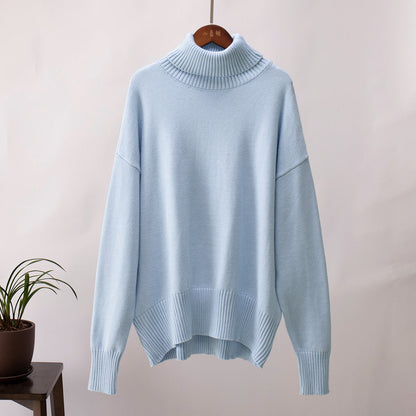 High Neck Solid Sweater for Women Cozy Casual Pullover