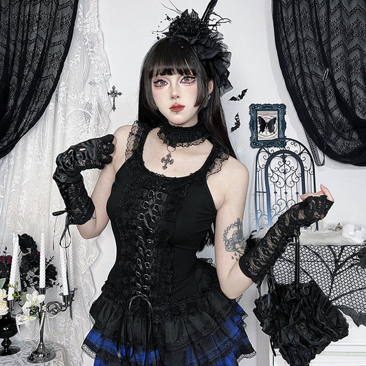 Summer Basic Tank Top With Choker - Subculture Punk Style