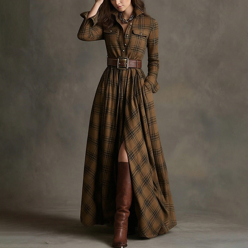 French Elegant A-Line Dress with Vintage Design
