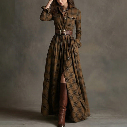 French Elegant A-Line Dress with Vintage Design