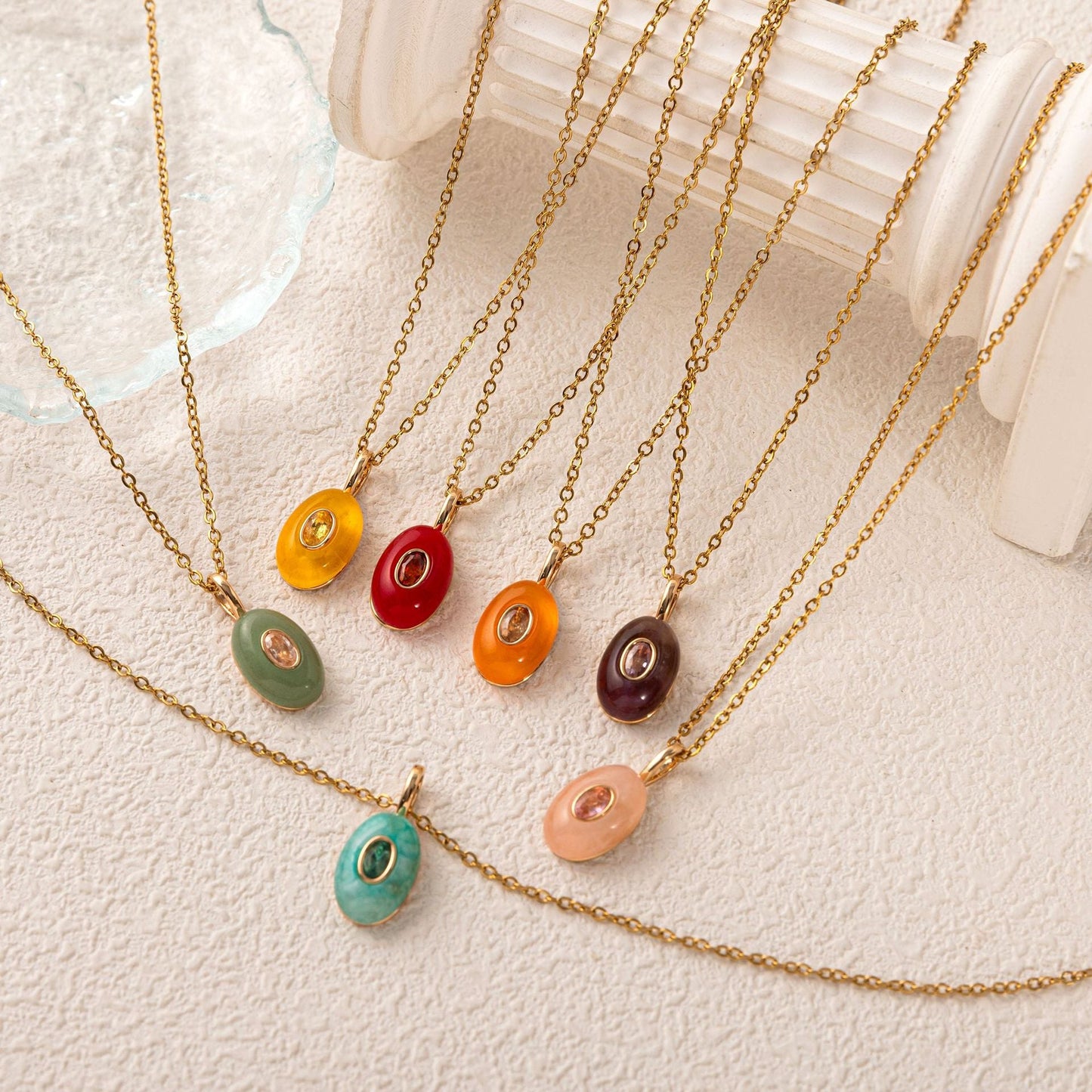 Trendy Rhinestone Waterdrop Pendant Chain Necklace
