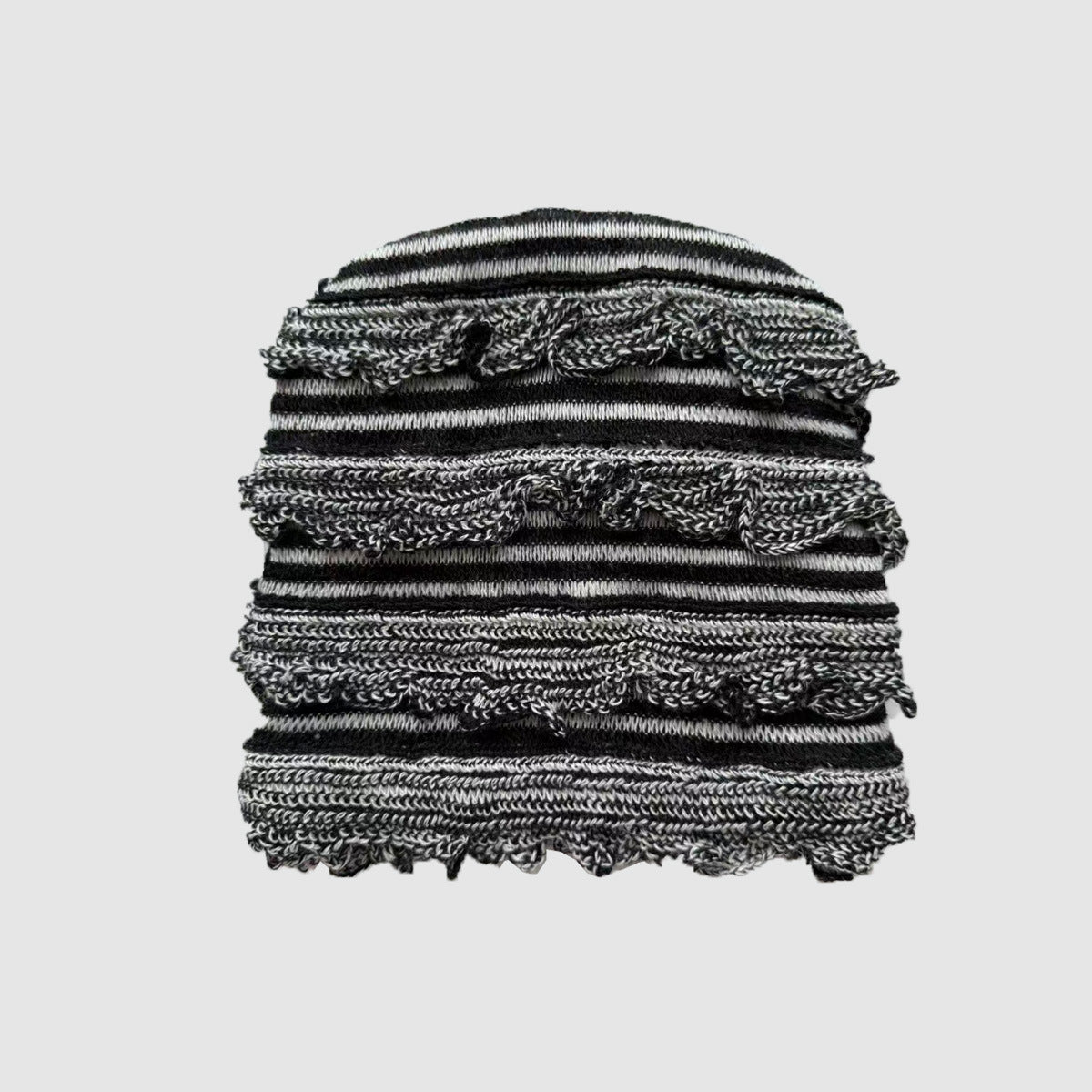 Striped Knitted Wool Blend Beanie Hat for Women