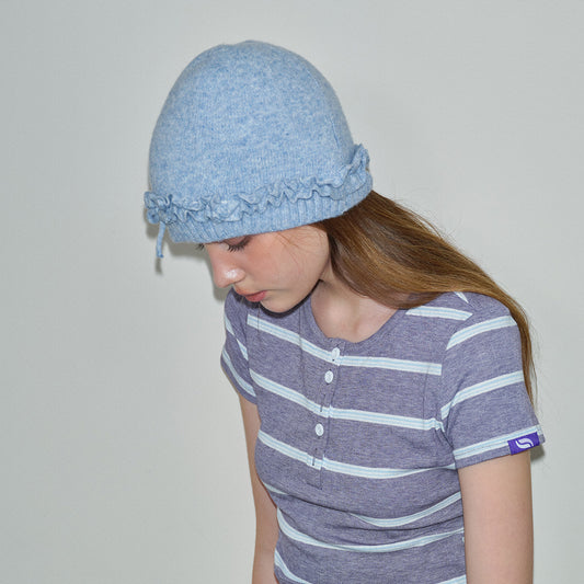 Cute Bowknot Wool Blend Beanie for Women