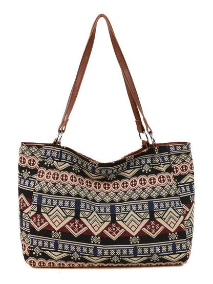 Trendy Ethnic Style Large Capacity Canvas Tote Bag