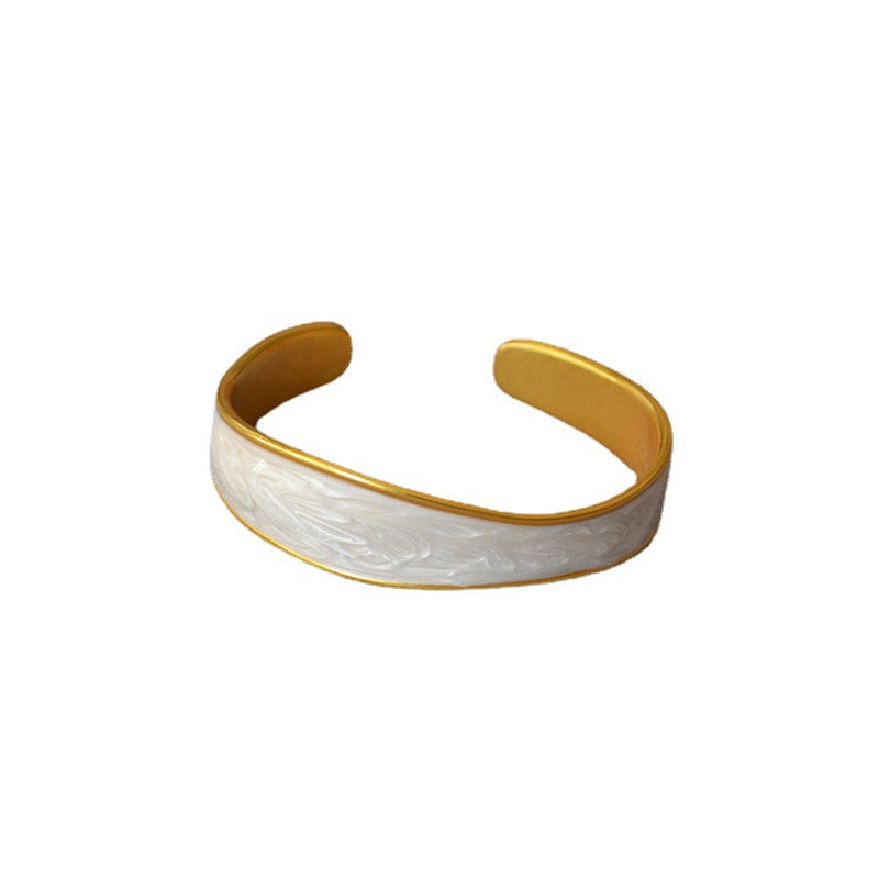 Vintage Irregular Enamel Open Bangle Bracelet