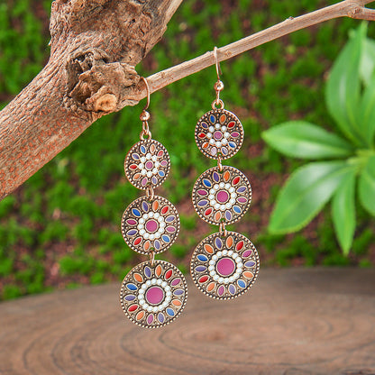 Bohemian Tassel Drop Earrings Colorful Ethnic Jewelry Set