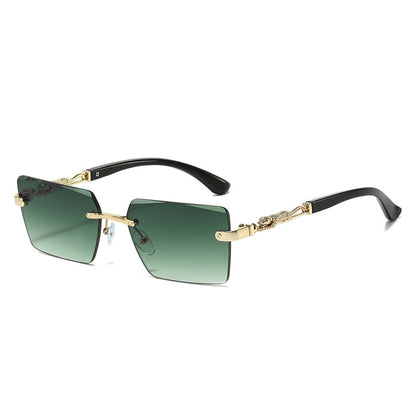 Trendy Square Sunglasses with Leopard Decoration
