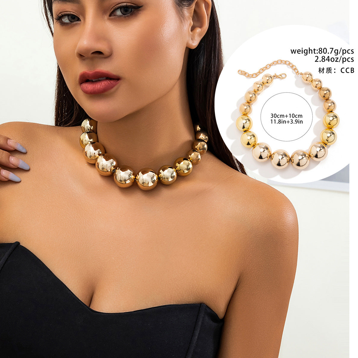 Multi-Layer Heart-Shaped Pearl Necklace Trendy Cyberpunk Style