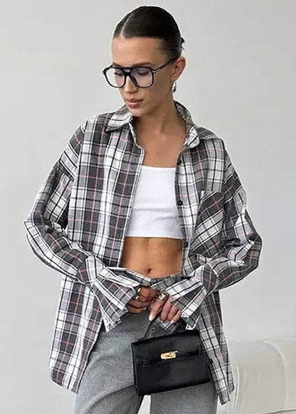 Plaid Oversized Shirt Soft Fabric Relaxed Fit