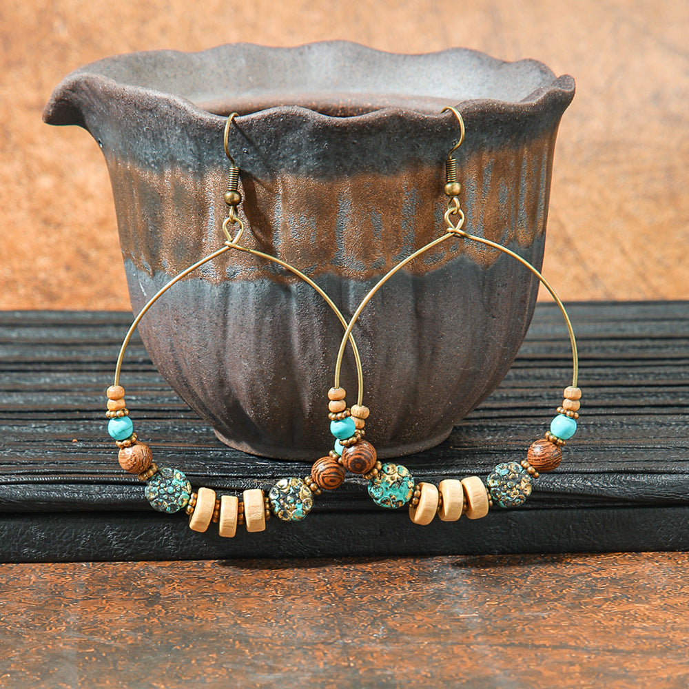 Retro Geometric Tassel Earrings Vintage Style for Women