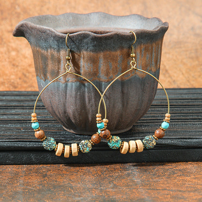 Retro Geometric Tassel Earrings Vintage Style for Women