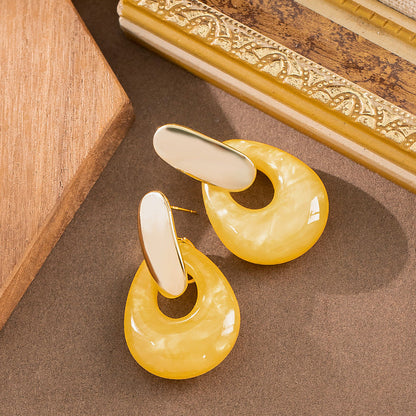 Retro Geometric Resin Drop Earrings Stylish Statement Earrings For Women