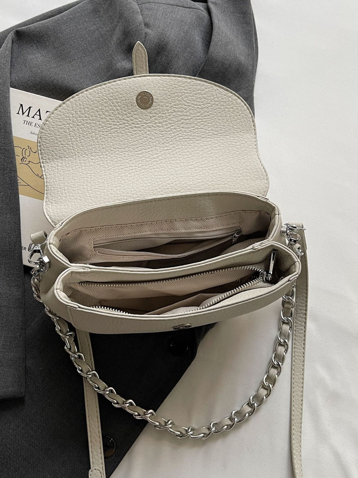 Fashionable Saddle Bag with Chain Strap