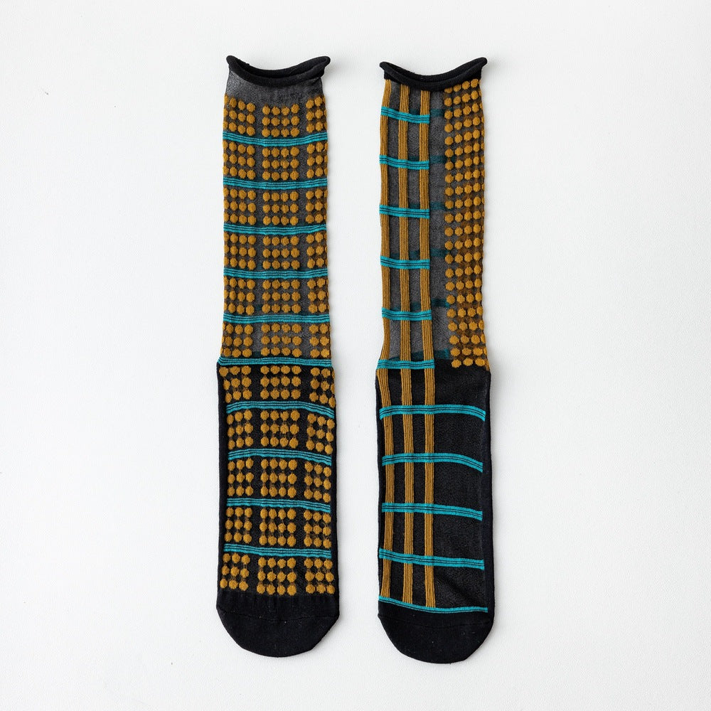 Rufia - Asymmetrical Pattern Sheer Socks
