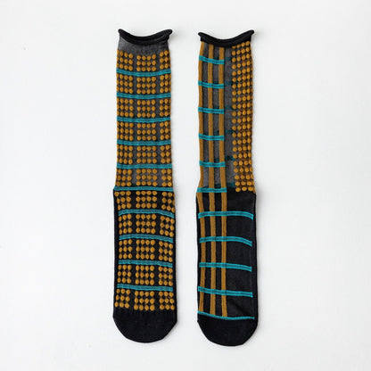 Rufia - Asymmetrical Pattern Sheer Socks