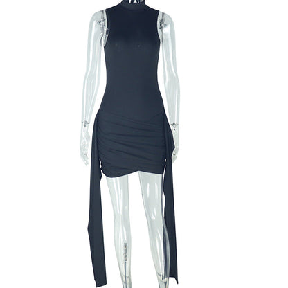 Fashionable Women'S Bodycon Dress With Ruffles And Straps
