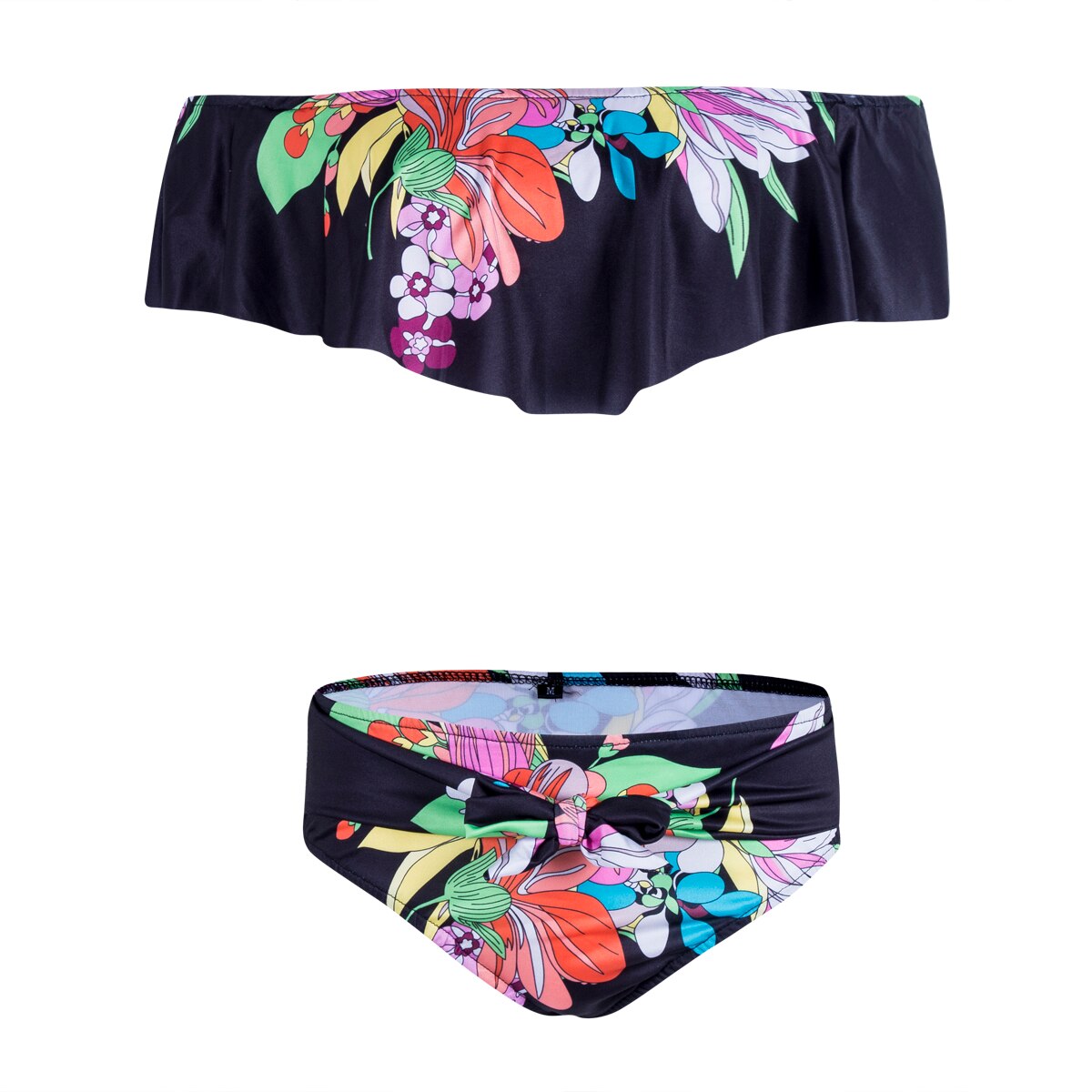 Off Shoulder Flower Swimwear Women Swimsuit Ruffles Bikini Set