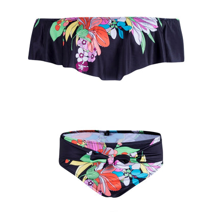 Off Shoulder Flower Swimwear Women Swimsuit Ruffles Bikini Set