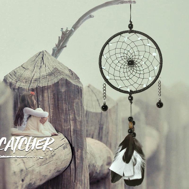 Original Silver Gray Dream Catcher 2 Ring Indian Feather Hanging Art Gifts To Bestie Friends Creative Valentine'S Day Gifts