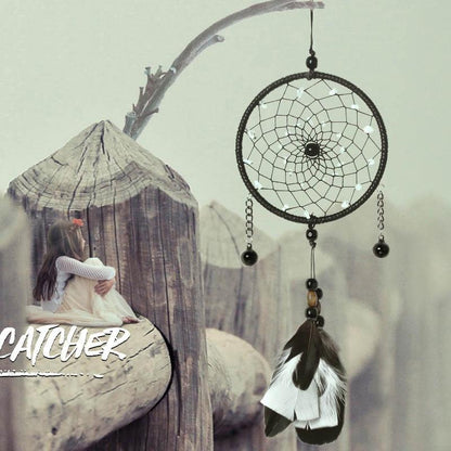 Original Silver Gray Dream Catcher 2 Ring Indian Feather Hanging Art Gifts To Bestie Friends Creative Valentine'S Day Gifts