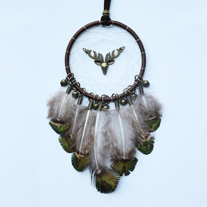 Original Silver Gray Dream Catcher 2 Ring Indian Feather Hanging Art Gifts To Bestie Friends Creative Valentine'S Day Gifts
