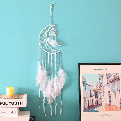 Original Silver Gray Dream Catcher 2 Ring Indian Feather Hanging Art Gifts To Bestie Friends Creative Valentine'S Day Gifts