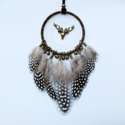 Original Silver Gray Dream Catcher 2 Ring Indian Feather Hanging Art Gifts To Bestie Friends Creative Valentine'S Day Gifts