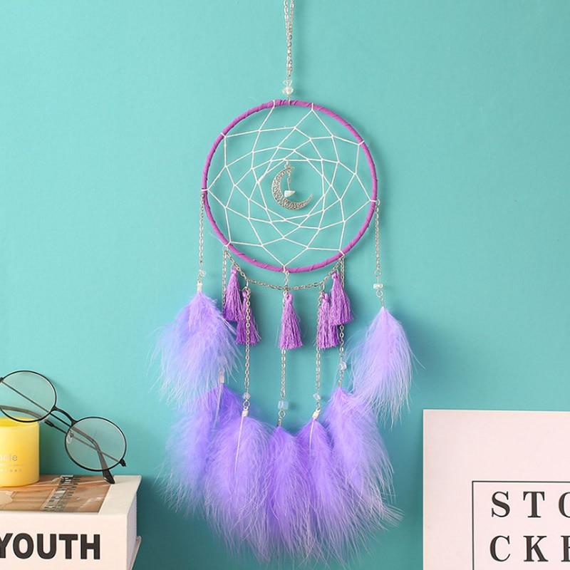 Original Silver Gray Dream Catcher 2 Ring Indian Feather Hanging Art Gifts To Bestie Friends Creative Valentine'S Day Gifts